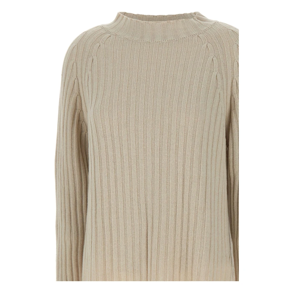 Kaos Beige Wol Kasjmier Trui met Open Rug Beige Dames