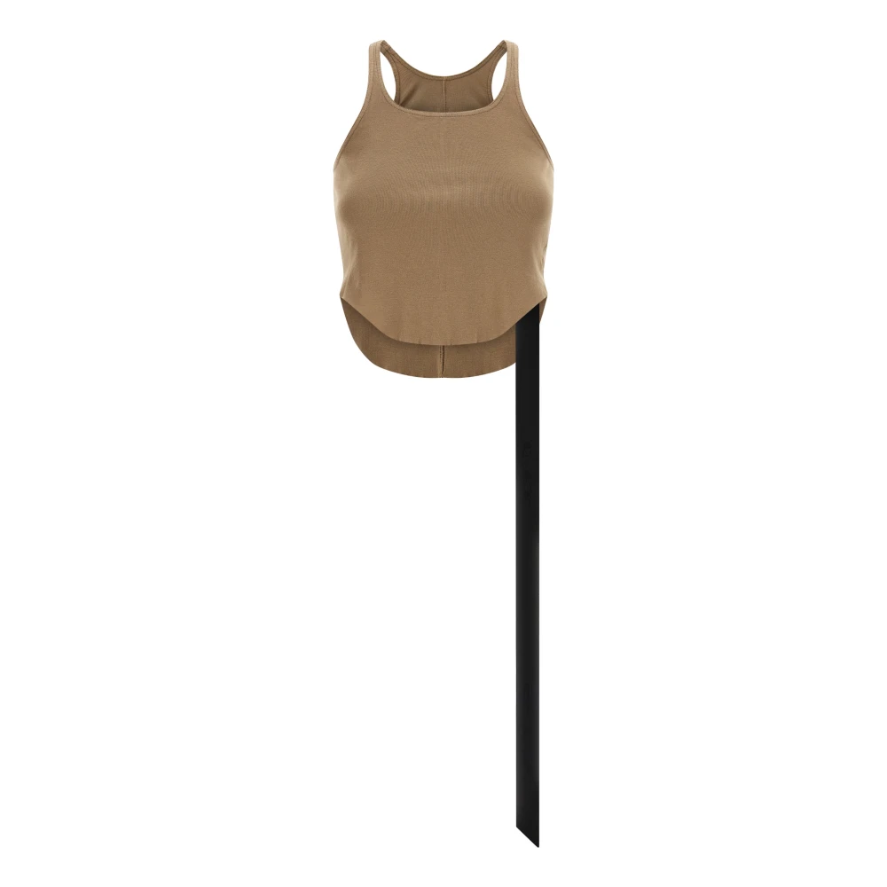 Rick Owens Women's Beige Sleeveless Tops, M, Basic Rib Tank