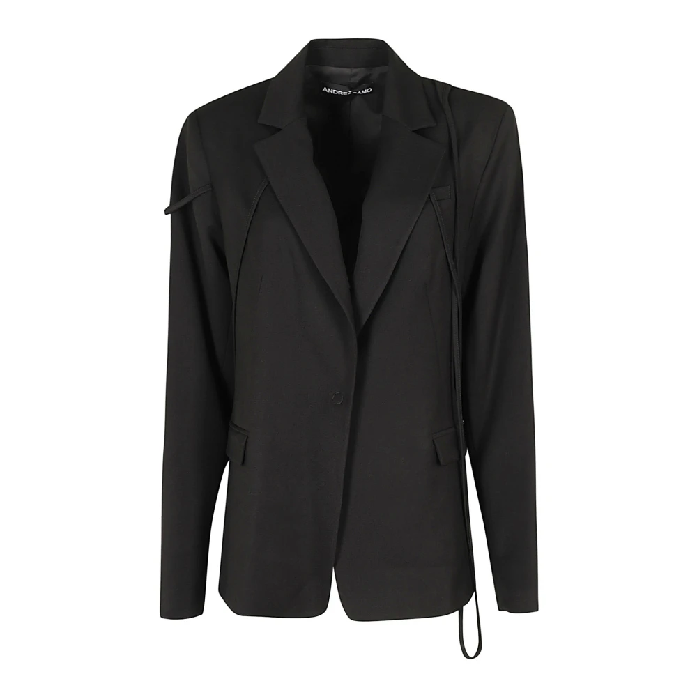 Andrea Adamo Vierkante Flanellen Jas Black Dames