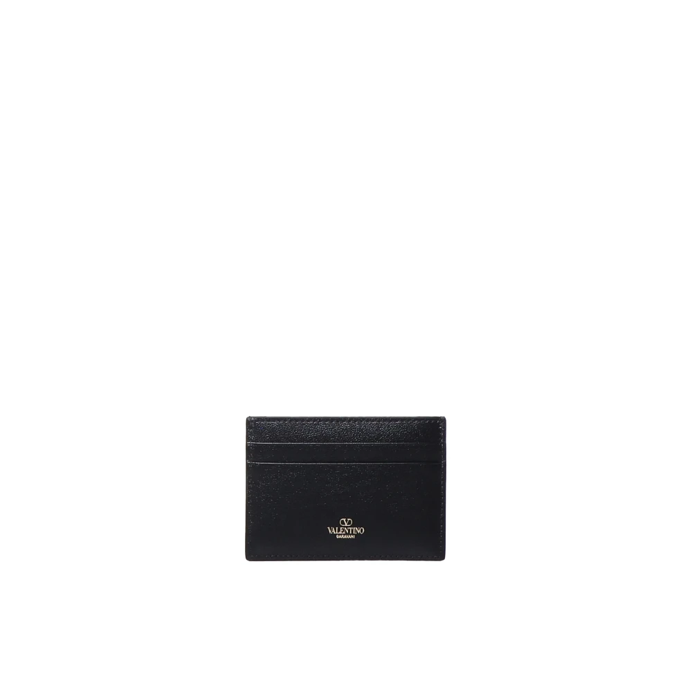 Valentino Garavani Zwarte Leren Kaarthouder VLogo Portemonnee Black Dames