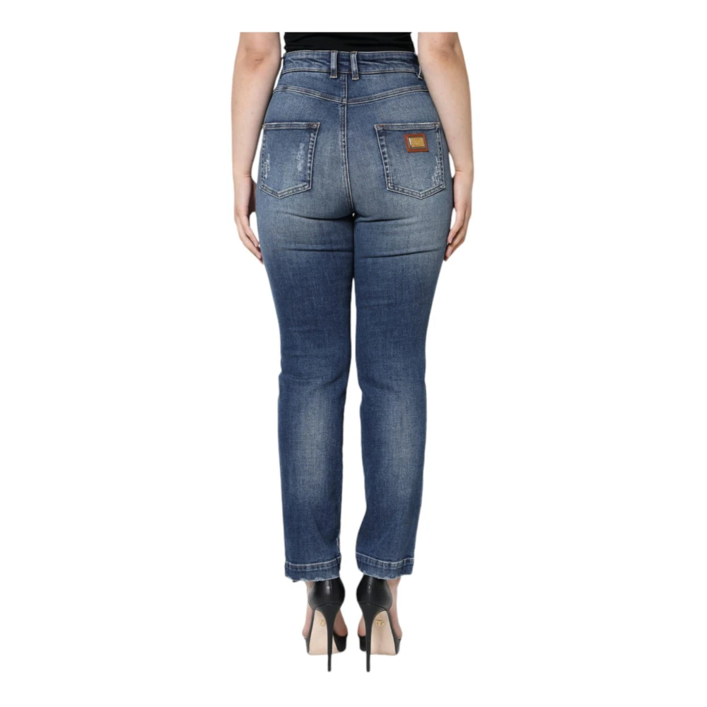 Dolce & Gabbana Donkerblauwe Skinny High Waist Jeans Blue Dames