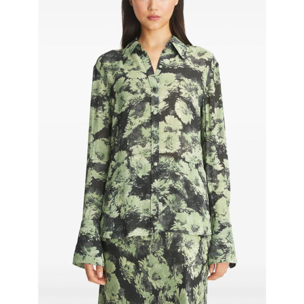 TORY BURCH Groene Knoopshirt Stijlvol Ontwerp Green Dames