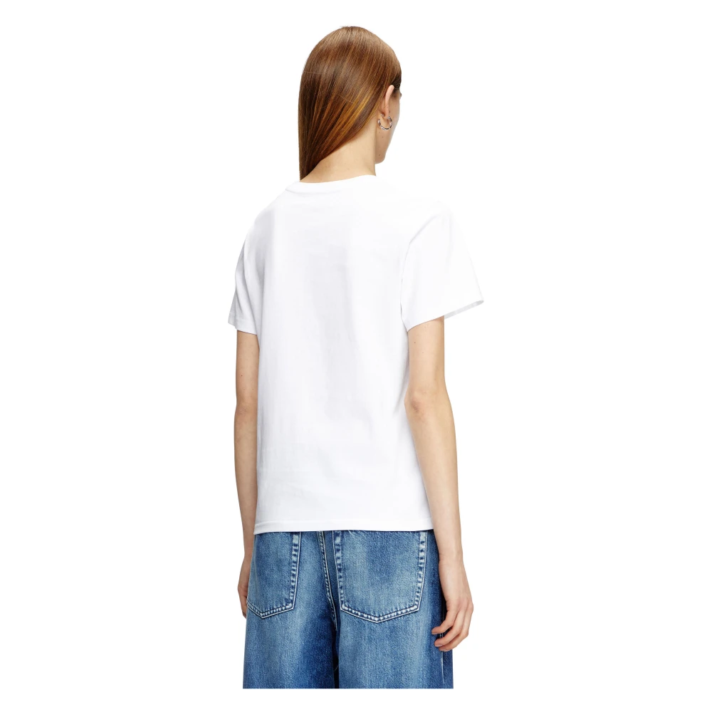 Diesel Katoenen Crew-neck T-shirt met Logo White Dames