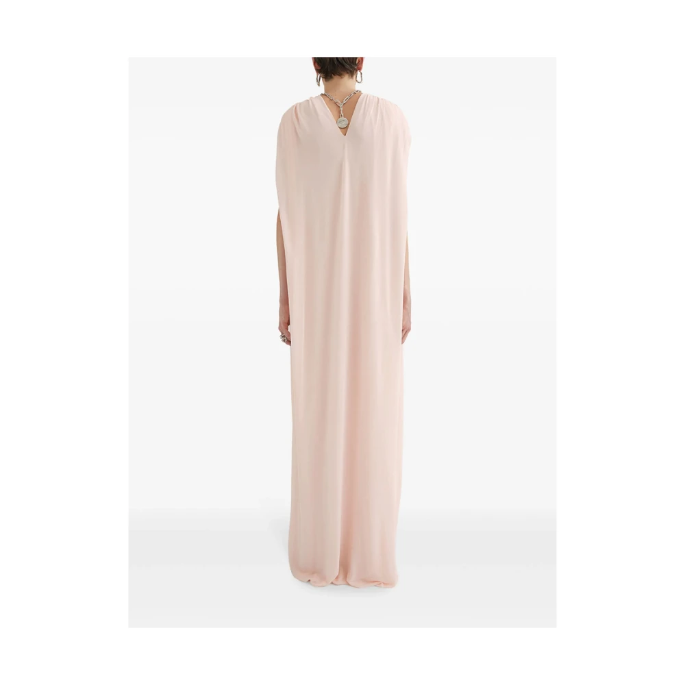 Jil Sander Poederroze Gedrapeerde Jurk Beige Dames