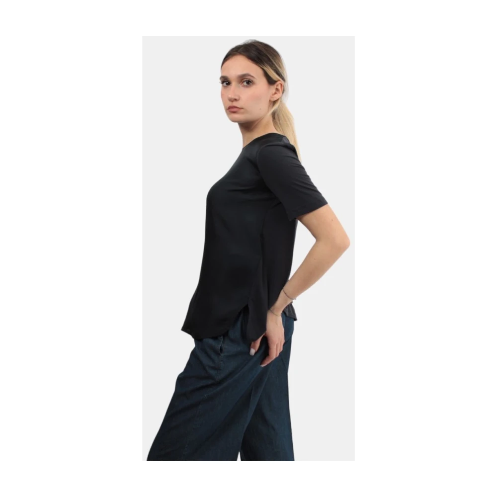 Max Mara Elegant Side-Slit Viscose Blouse Blue Dames