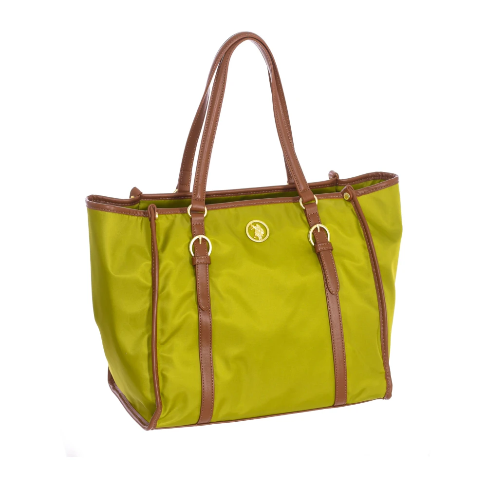 U.s. Polo Assn. Women's Green Shopping Bags, One Size, Nylon Shopper Bag With Zipper Closure