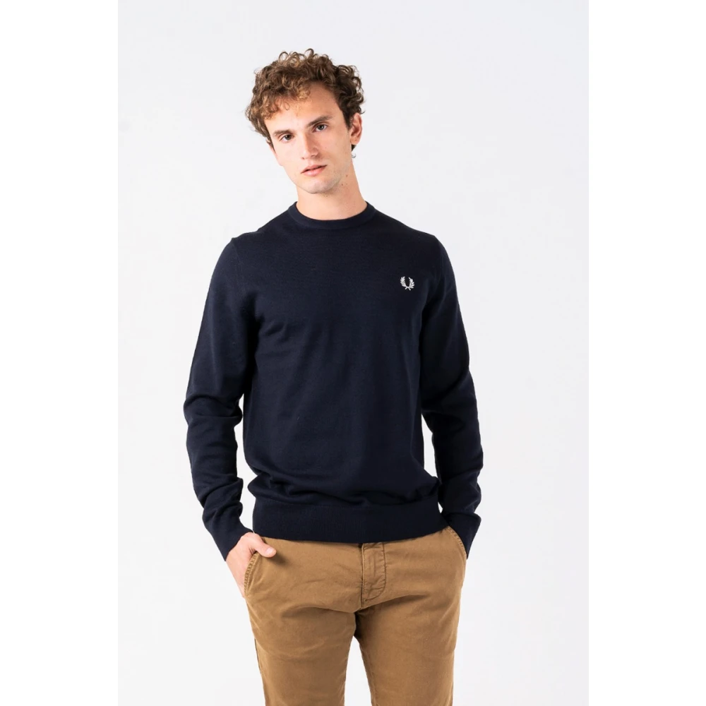 Fred Perry Navy Blauw Stijlvolle Gebreide Kleding Blue Heren