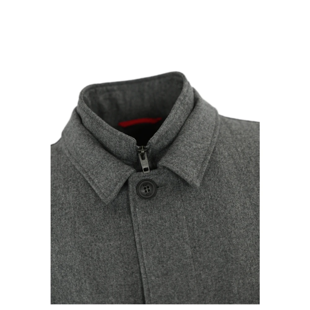 Fay Grijze Wollen Flanellen Jas Ritssluiting Gray Heren