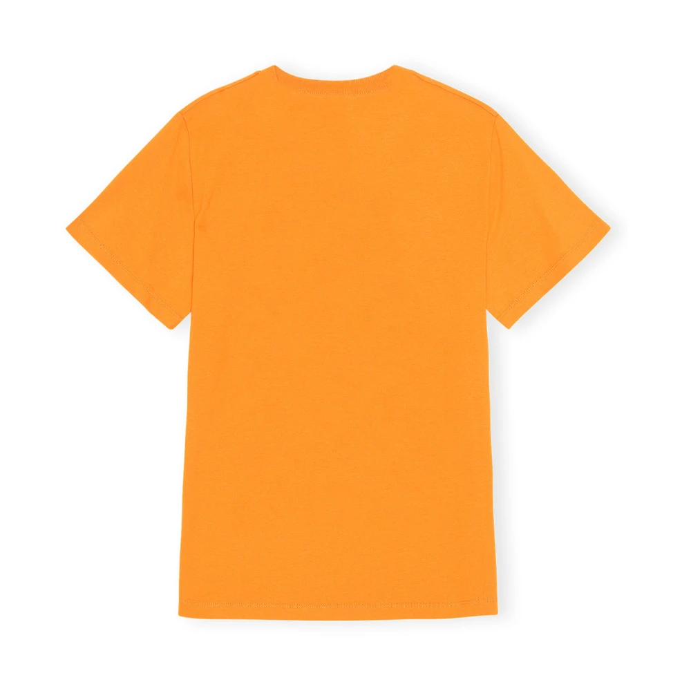 Ganni Space Text Print Cotton T-Shirt Orange Dames