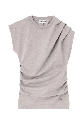 T-shirt i kraftig stretchbomull med drapering