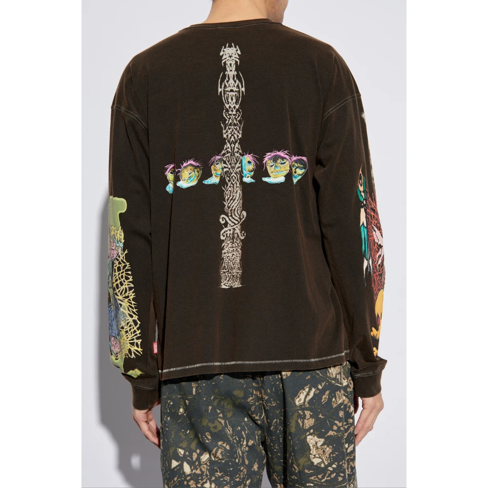 Diesel Lange mouwen T-shirt T-Boxt-Ls-R4 Brown Heren