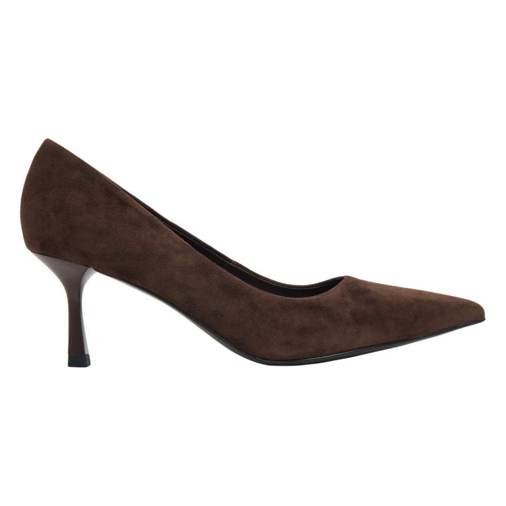 Estro Brown Pumps, Female, 6 Uk, Velour Low Heel Pumps