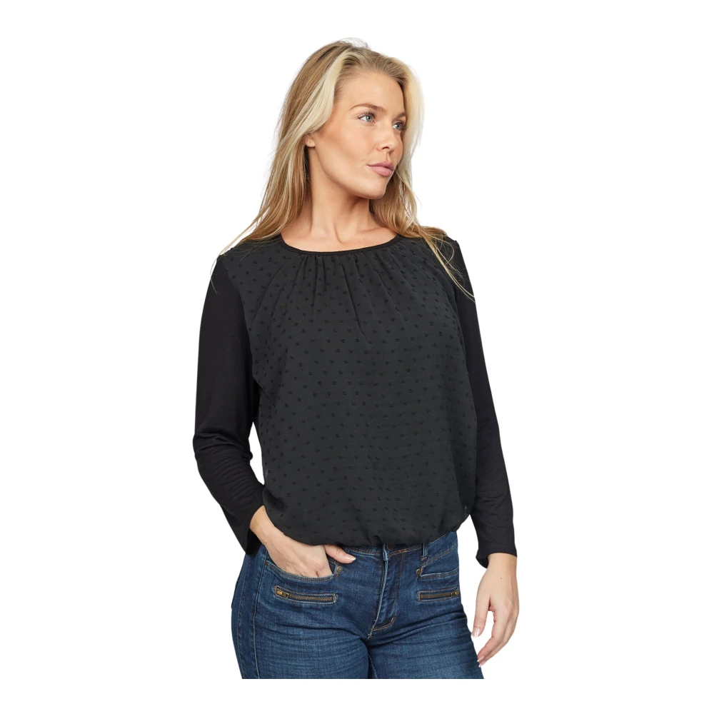 2-Biz Trinario.Es24 Zwarte Blouse met Ruches Black Dames