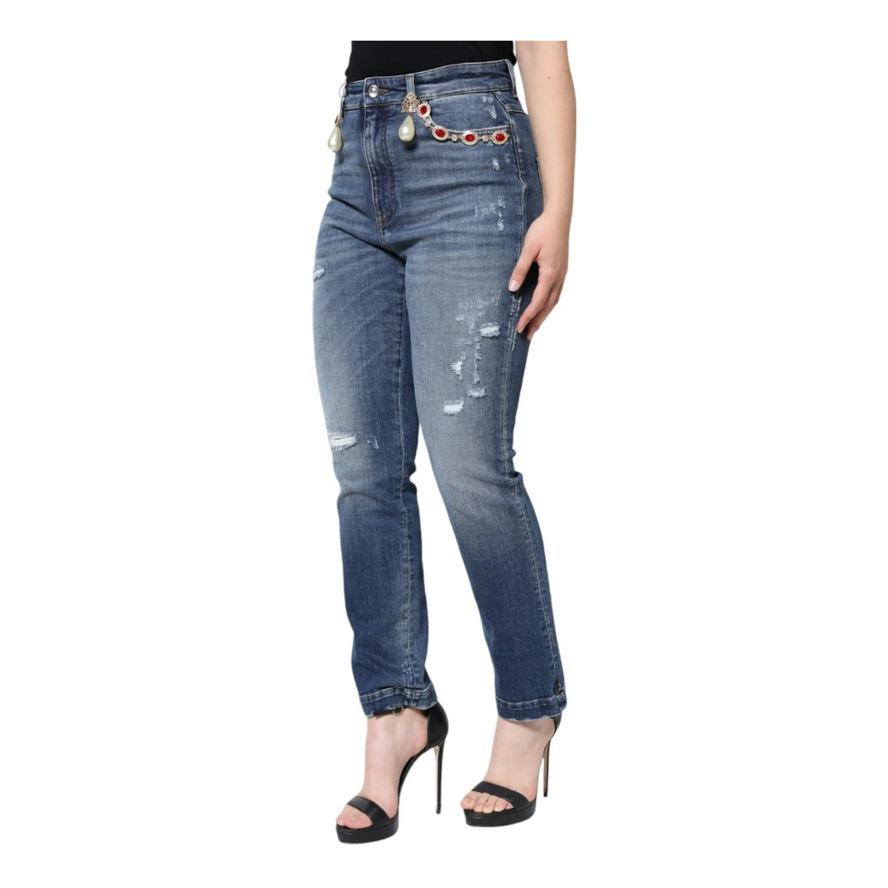 Dolce & Gabbana Donkerblauwe Skinny High Waist Jeans Blue Dames