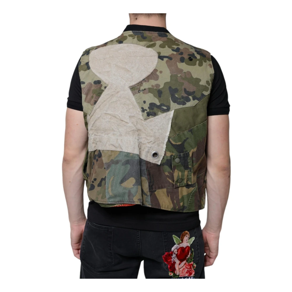 Dolce & Gabbana Kleurrijke Patchwork Vest Jas met Rits Multicolor Heren