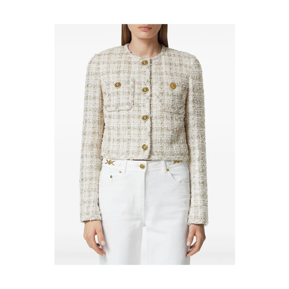Versace Amandel Beige Knoopjas met Raffel Detail Beige Dames