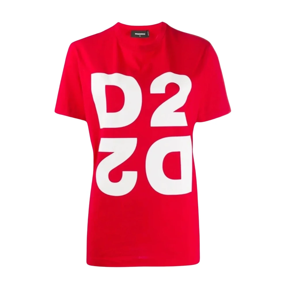 Dsquared2 Rode Katoenen Logo T-Shirt Ss22 Red Heren