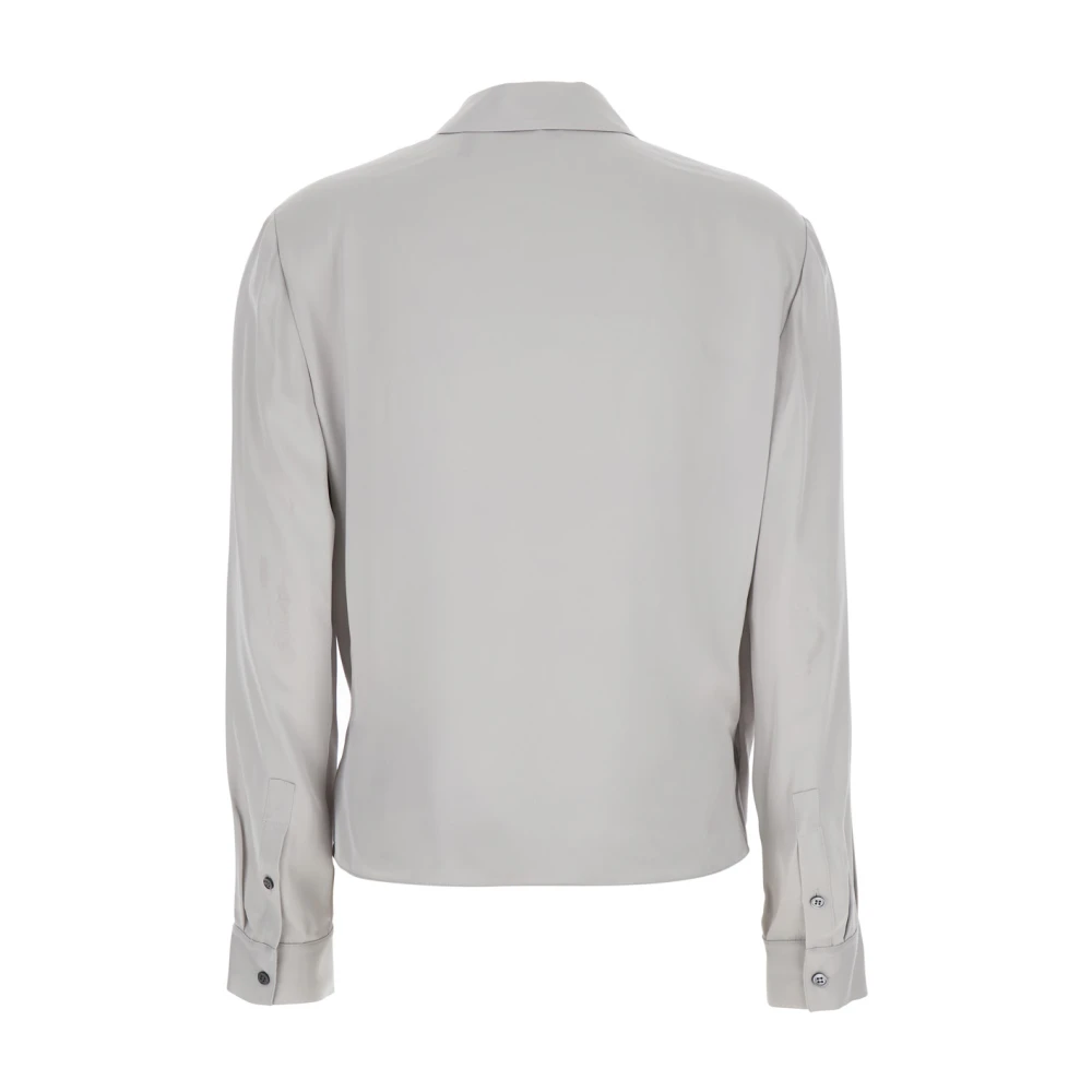 Theory Metallic Blouse met Peak Revers Gray Dames