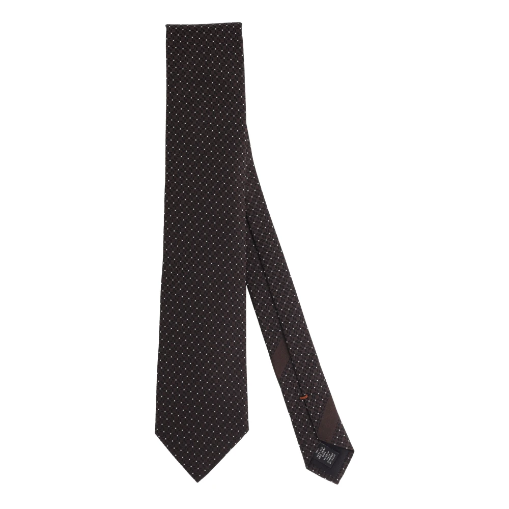 Ermenegildo Zegna Bruine Micro Patroon Stropdas Brown Heren