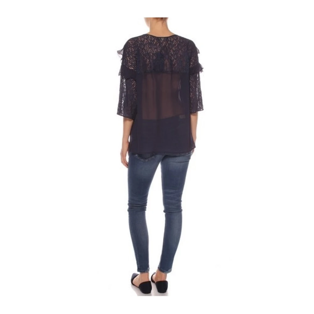 Twinset Indigo Kantmouw Top Blue Dames