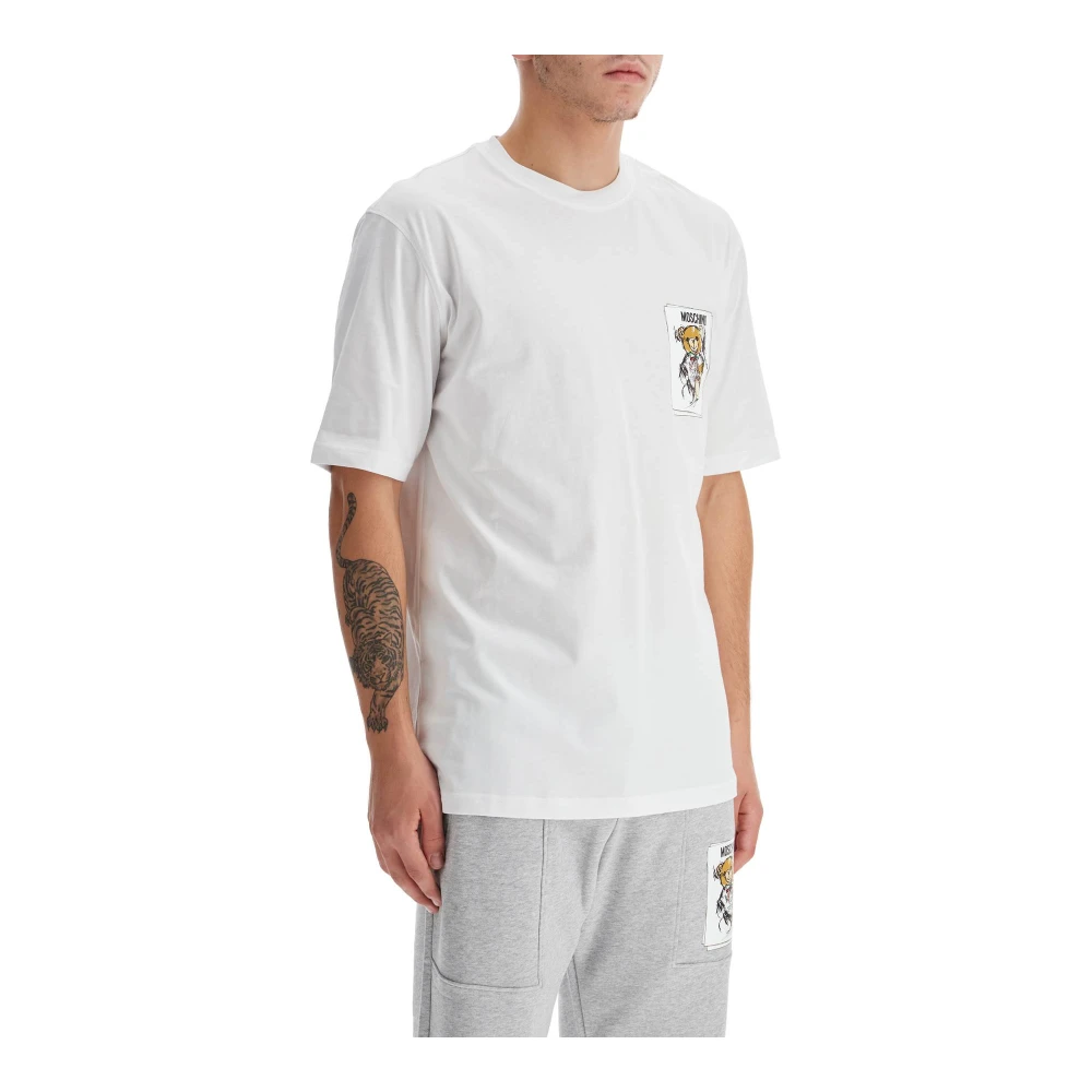 Moschino Teddybeermotief Crew Neck T-shirt White Heren