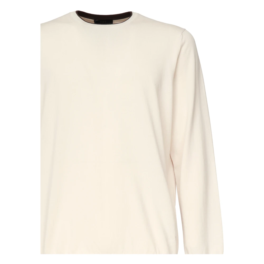 Fay Stijlvolle Trui met Ronde Halslijn Beige Heren