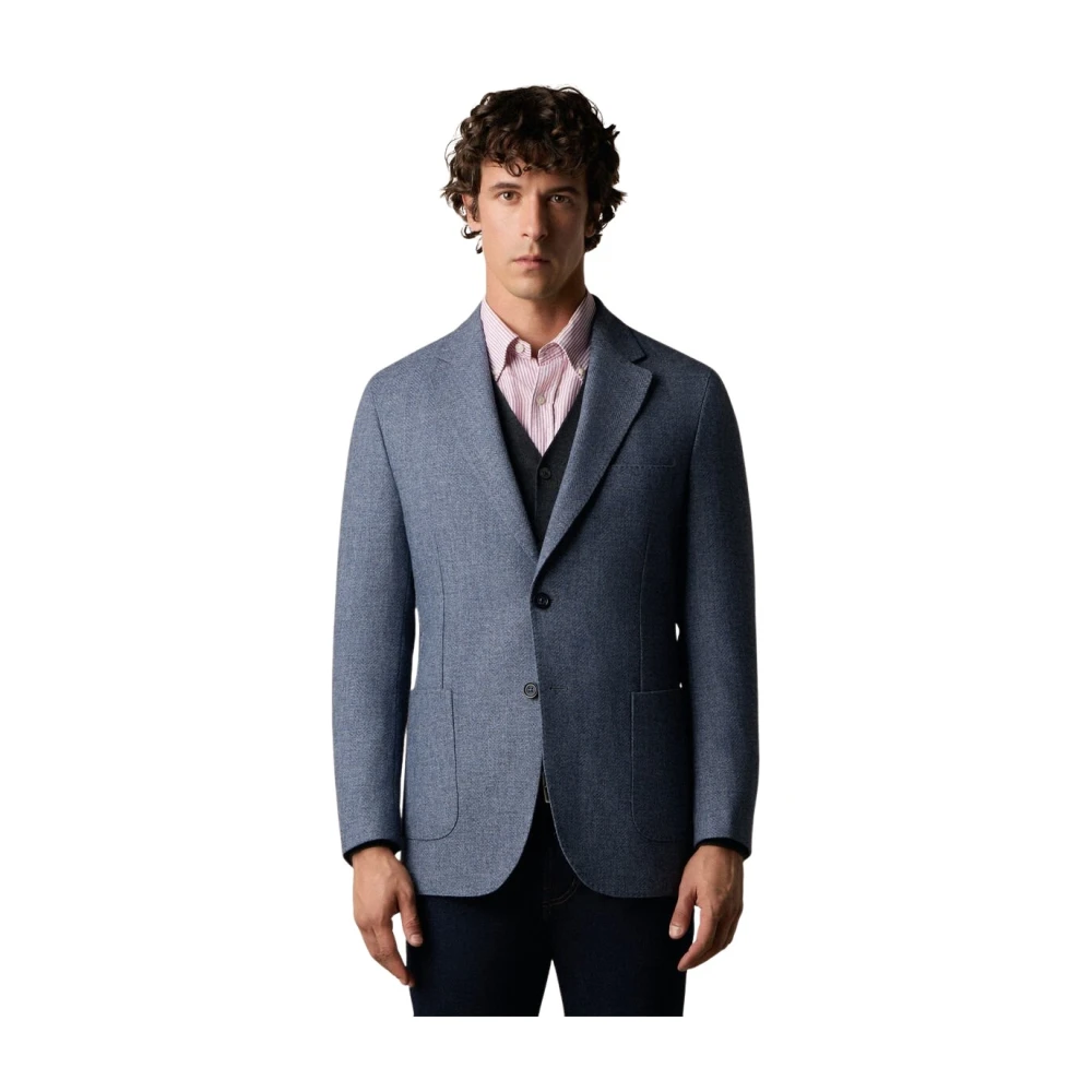 Brooks Brothers Men's Blue Blazers, S, Herringbone Wool Blend Blazer
