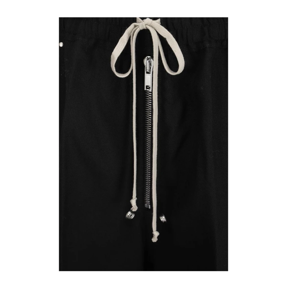 Rick Owens Wijde wollen cargobroek Black Dames