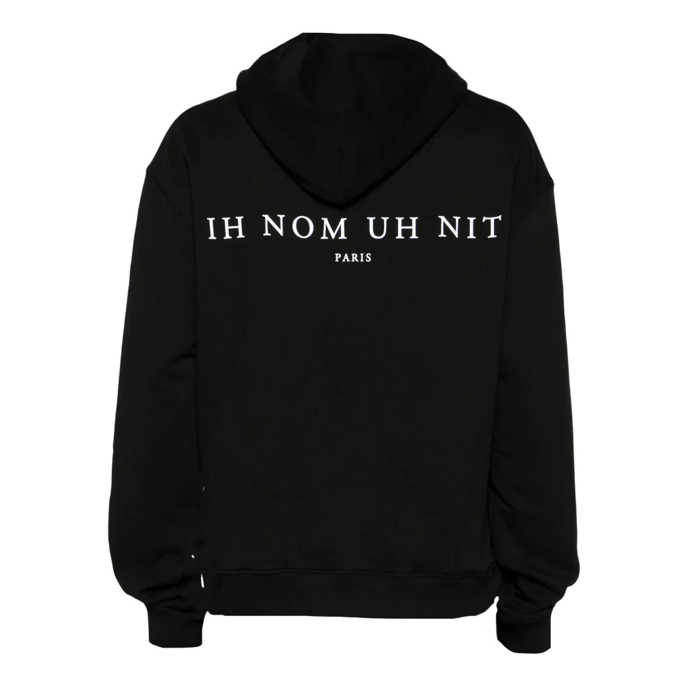 IH NOM UH NIT Zwarte katoenen hoodie met grafische print Black Heren