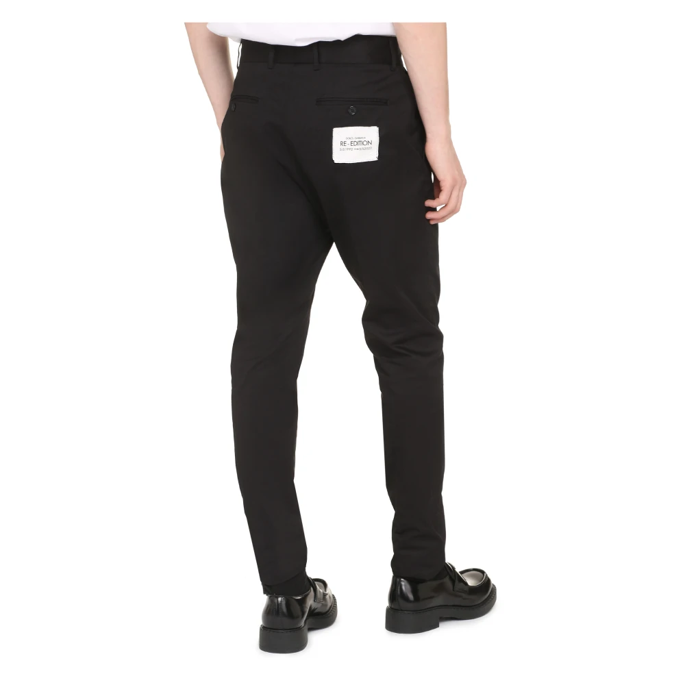 Dolce & Gabbana Stretch katoenen broek met zakken Black Heren