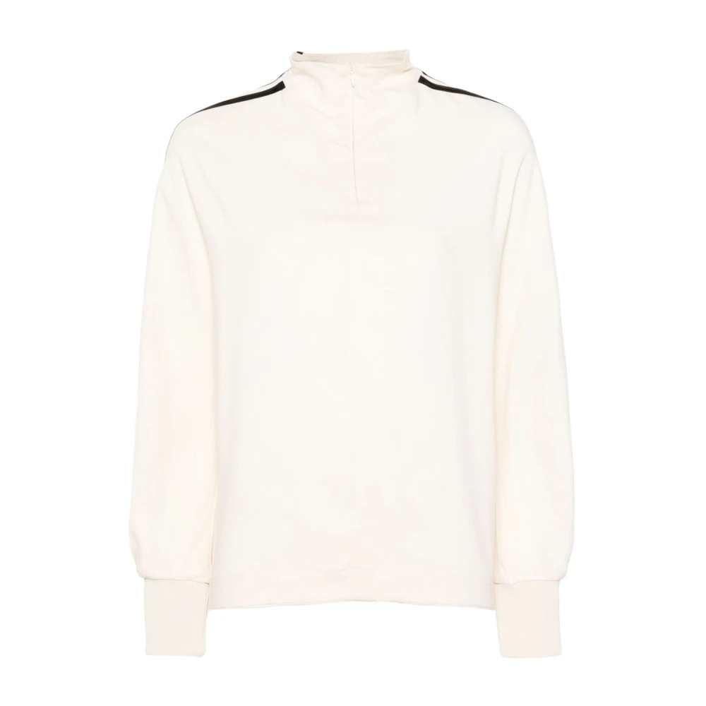 Forte Wit Gestreept Shirt Viscose Hoge Kraag Beige Dames