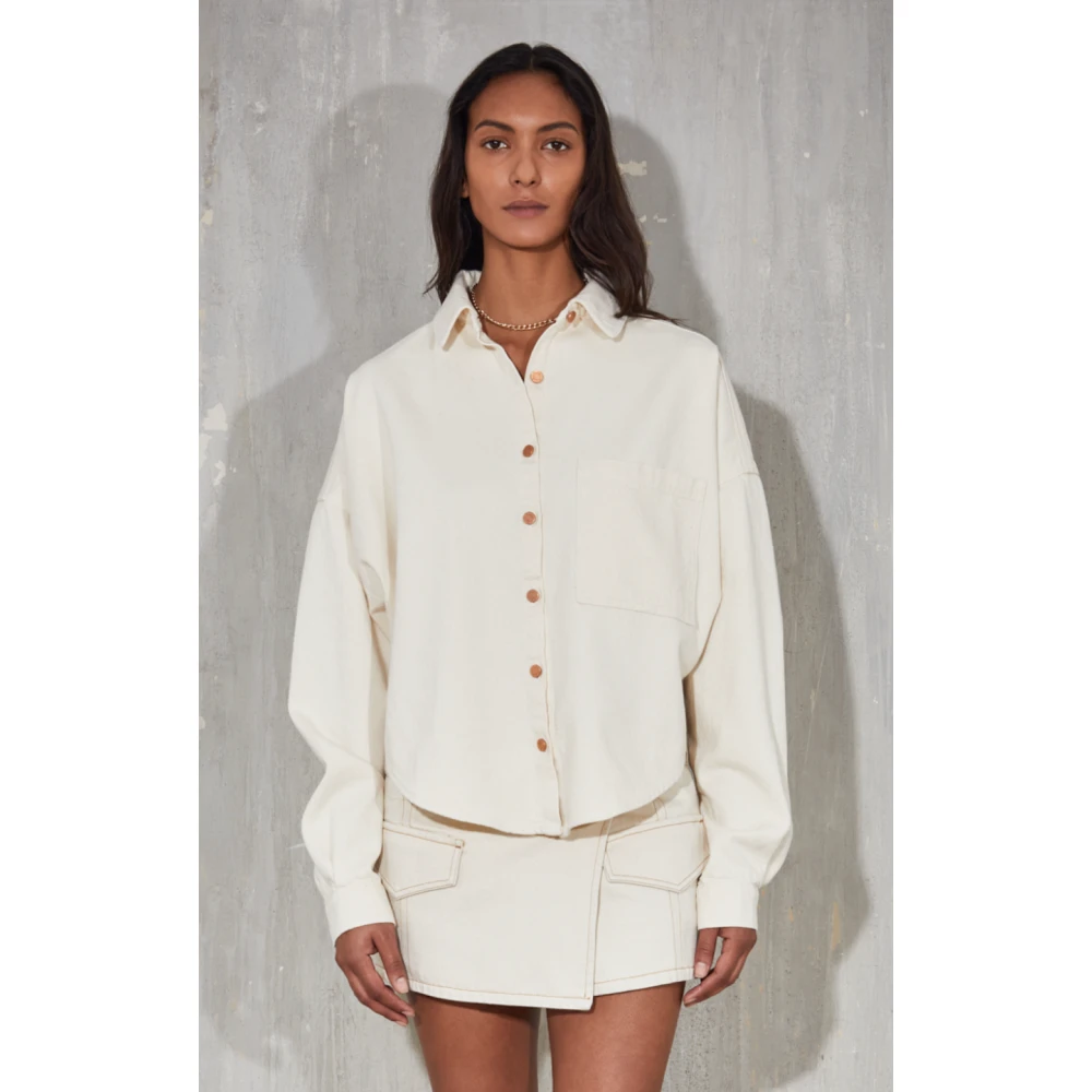 3X1 Zomerse Oversized Shirt met Vleermuismouwen White Dames