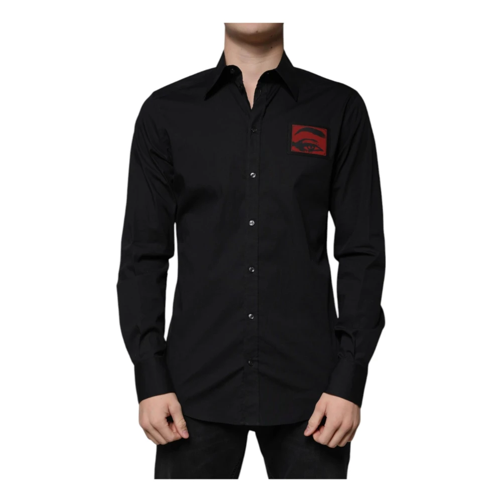 Dolce & Gabbana Klassieke pasvorm Eye Print Shirt Black Heren