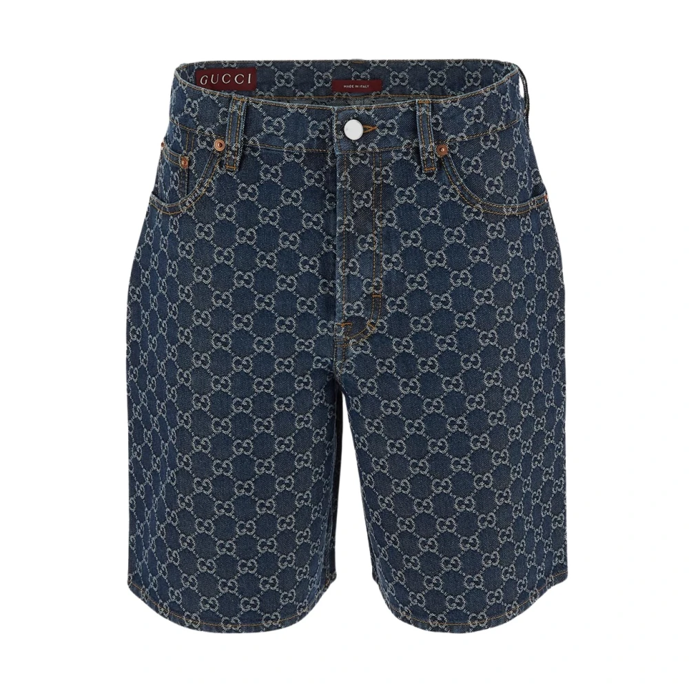 Gucci Women's Blue Denim Jacquard Shorts