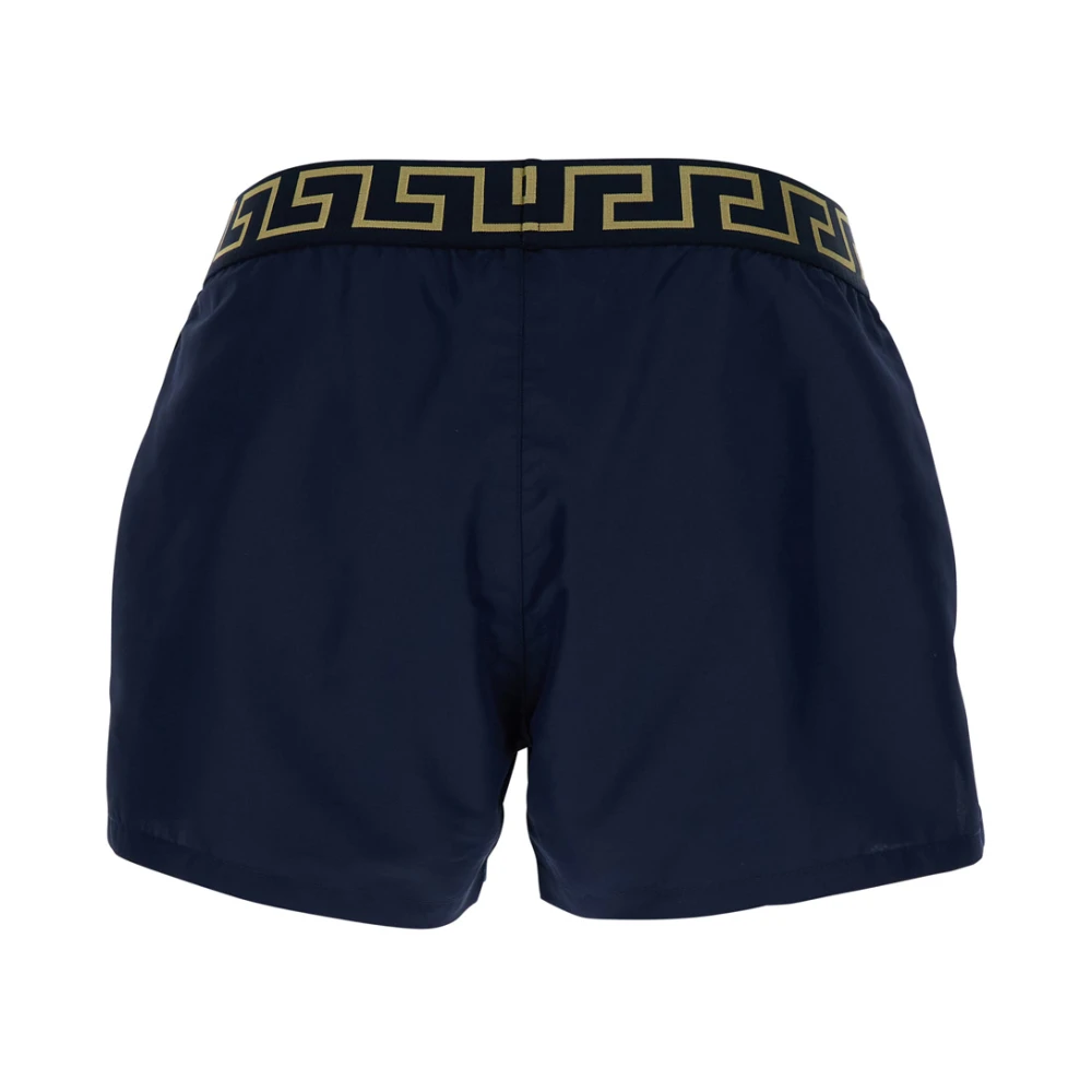 Versace Blauwe zwemshorts met Greca-detail Blue Heren