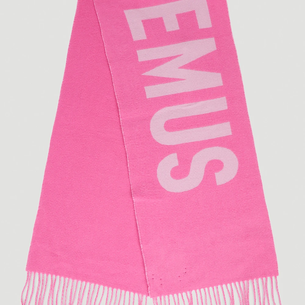 Jacquemus Lécharpe Fringe Logo Sjaal Pink Dames
