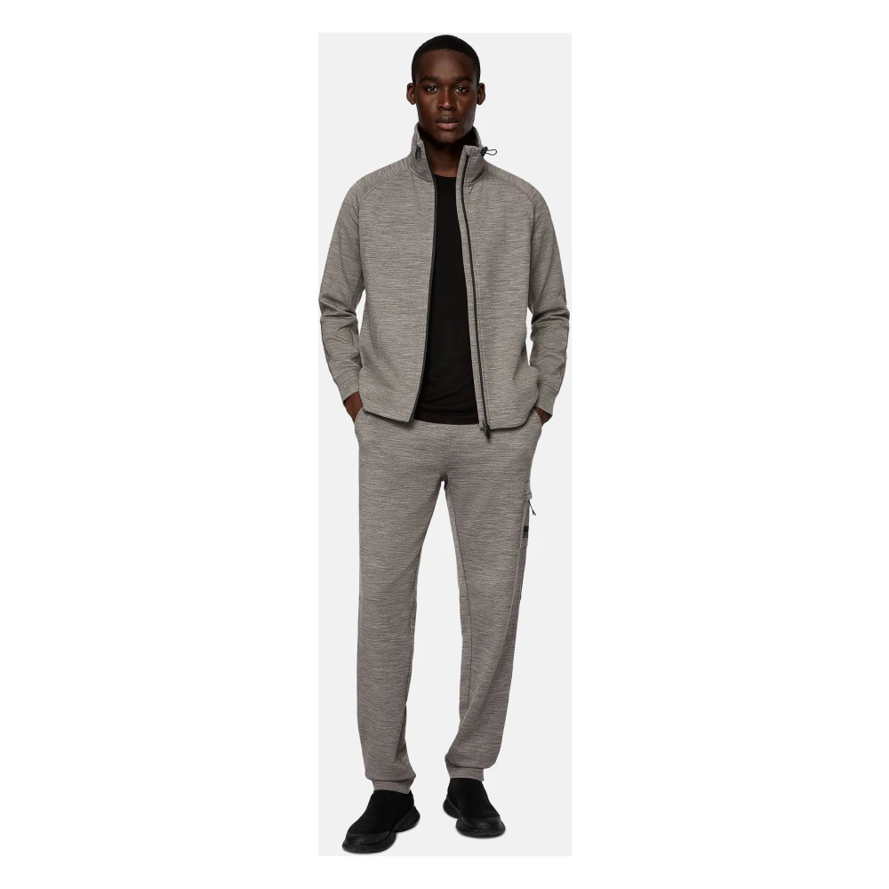 Boggi Milano Full-Zip Hoodie in Lichtgewicht Wolmix Scuba Gray Heren