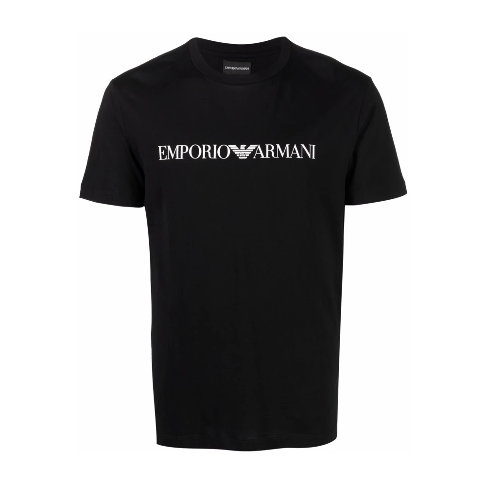 Emporio Armani Blauw Logo Print Crew Neck T-shirt Blue Heren