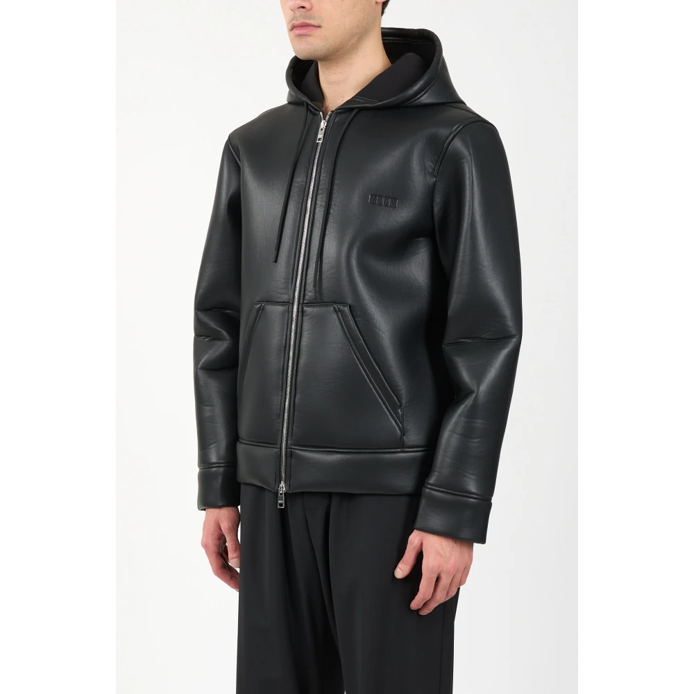 Msgm Hooded jack van imitatieleer Black Heren