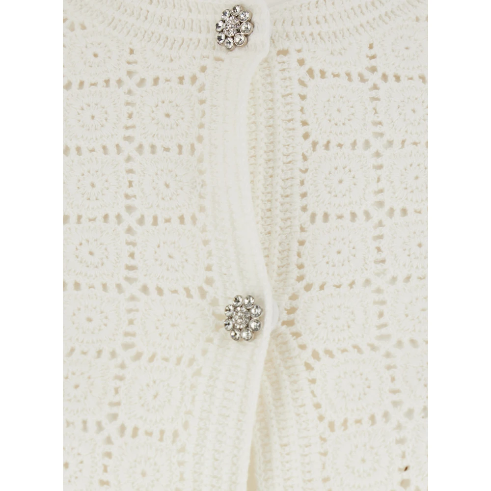 Semicouture Witte Cropped Cardigan met Juweelknopen White Dames
