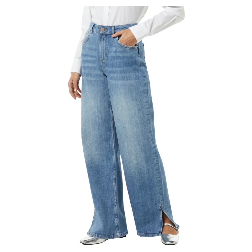 comma Wide-Leg Slit Hem Jeans Blue Dames