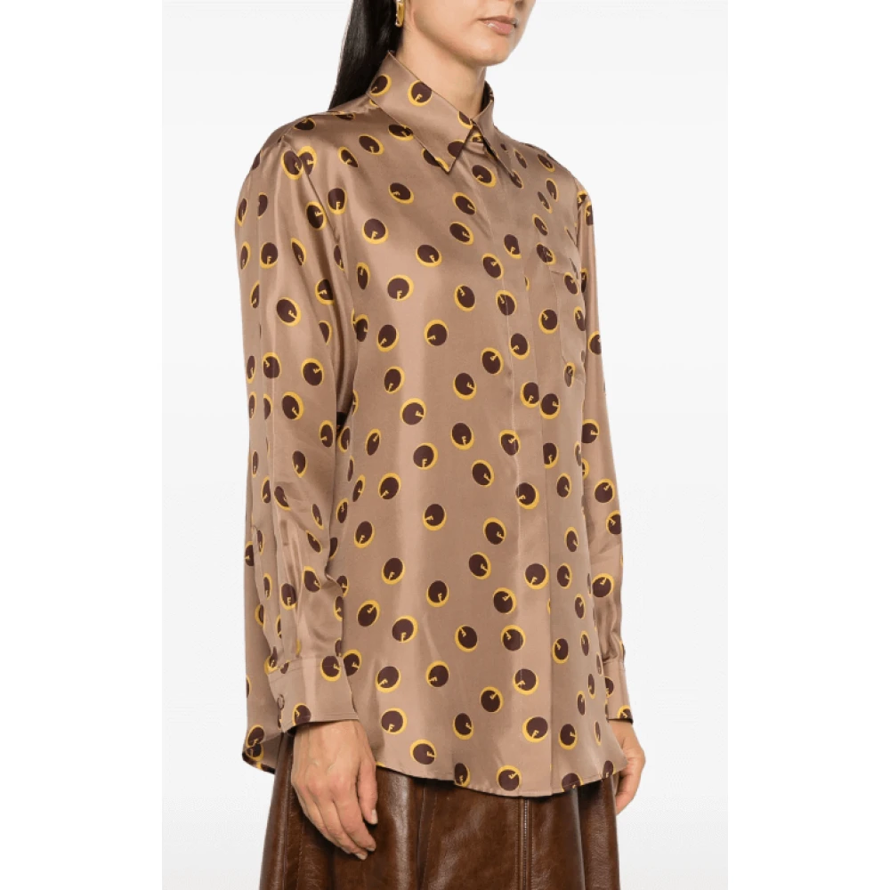 Fendi Zijden polka dot overhemd Brown Dames