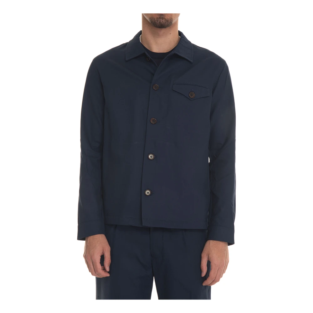 Hindustrie Lichtgewicht Overshirt met knoopsluiting Blue Heren