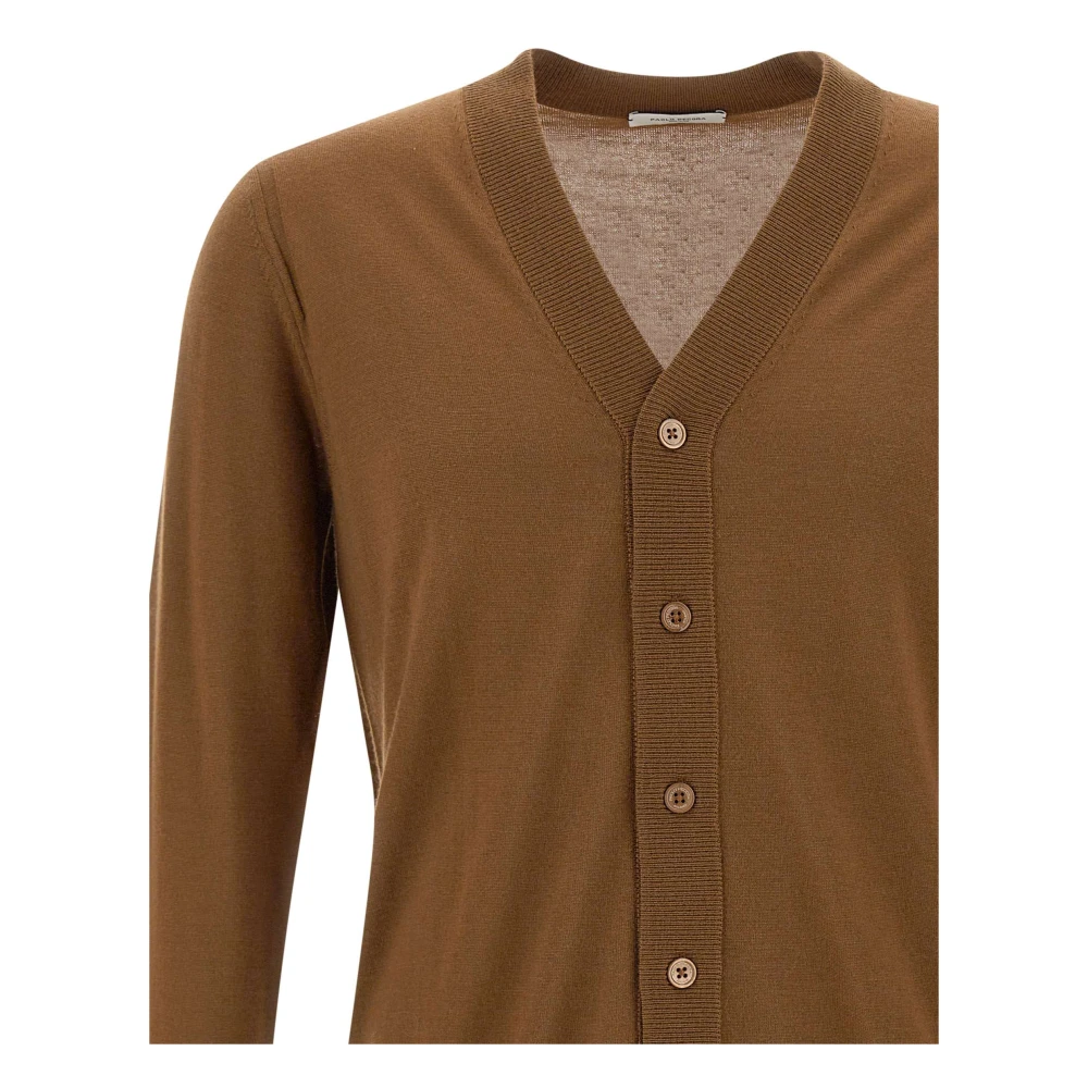 Paolo Pecora Bruine V-hals Cardigan Sweater Brown Heren