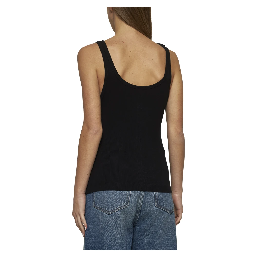 MM6 Maison Margiela Zwarte mouwloze top met ronde hals Black Dames