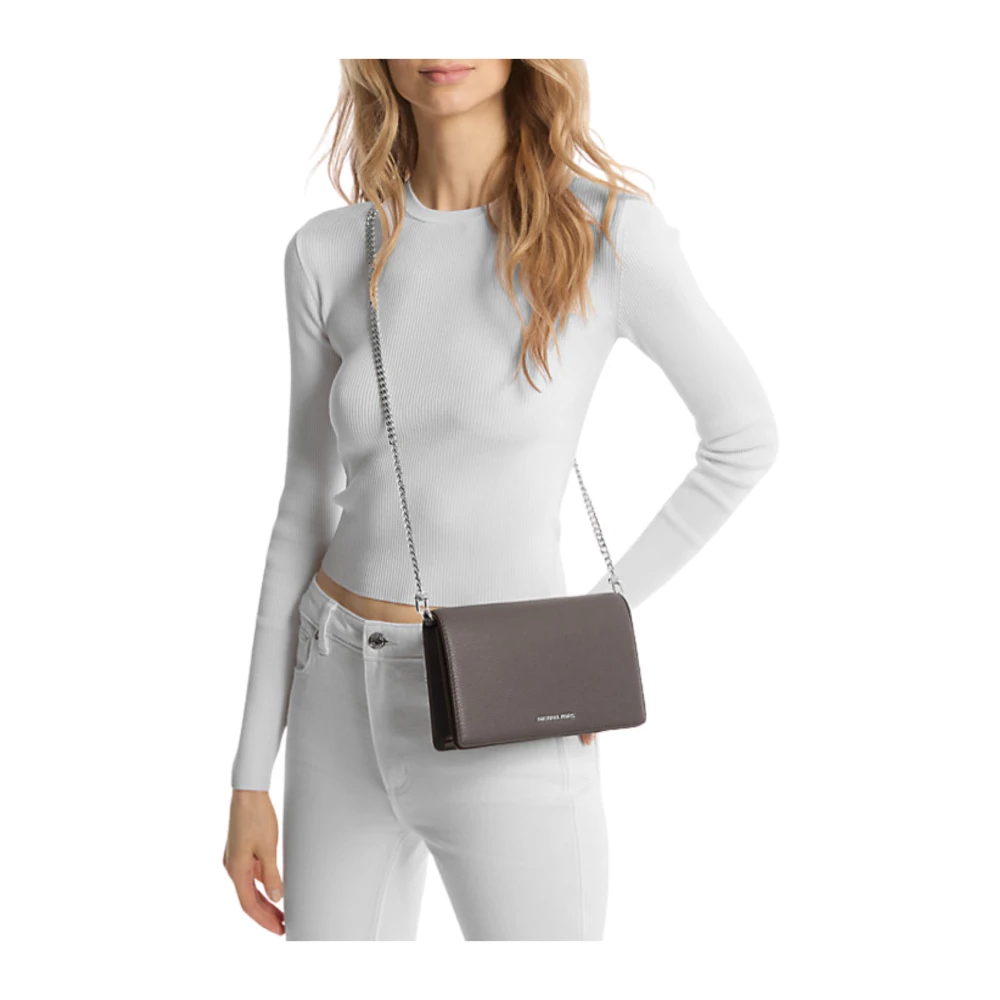 Michael Kors Flap Chain Crossbody Tas in Leisteen Gray Dames