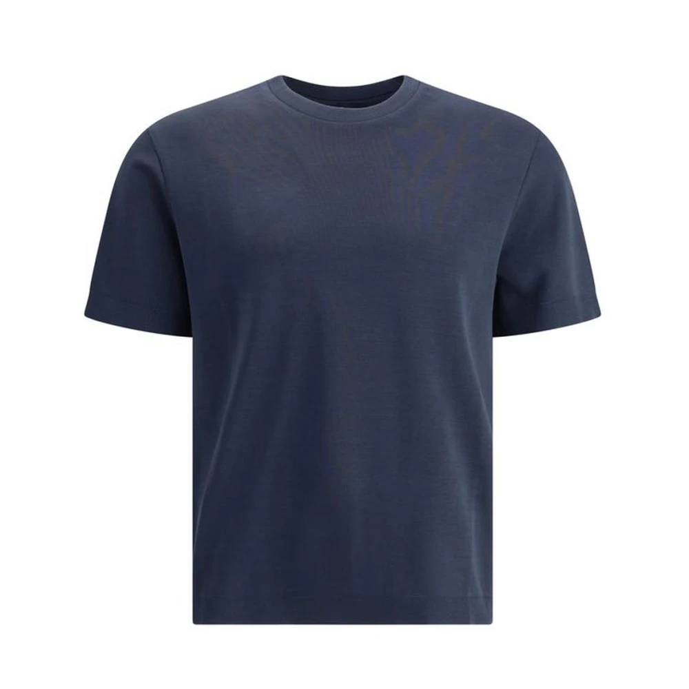 Herno Men's Blue Ribbed Crew Neck Cotton T-Shirt - T-Shirts - L - Tops