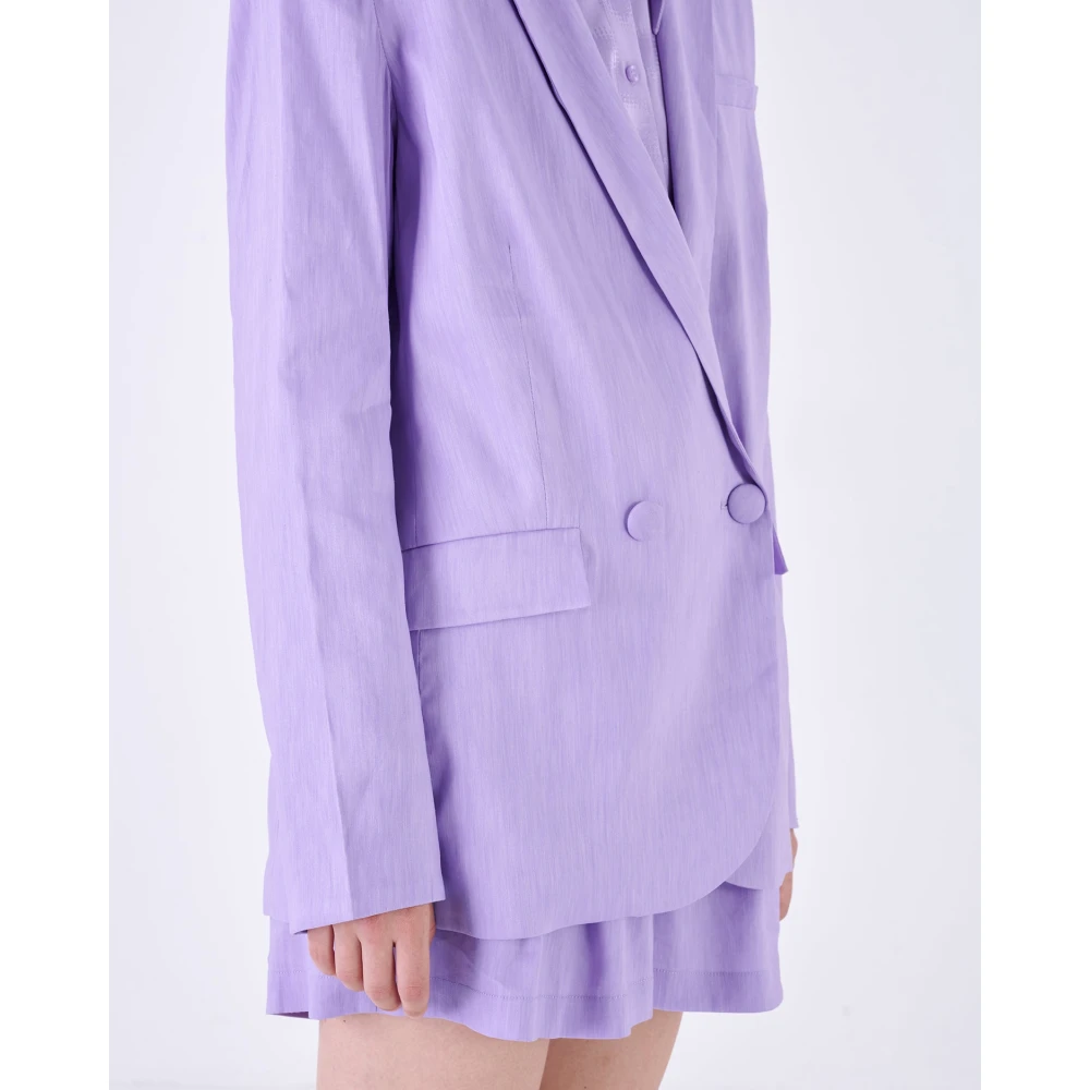 Silvian Heach Dubbelrijige blazer met ton sur ton knopen Purple Dames