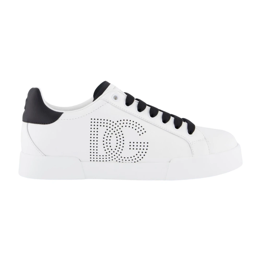 Dolce & Gabbana Women's White Sneakers, 4 Uk, Portofino Sneaker /Black