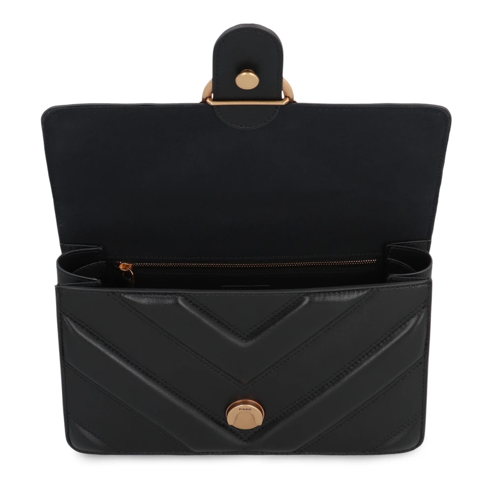 pinko Gewatteerde leren crossbody tas met Love Birds gesp Black Dames